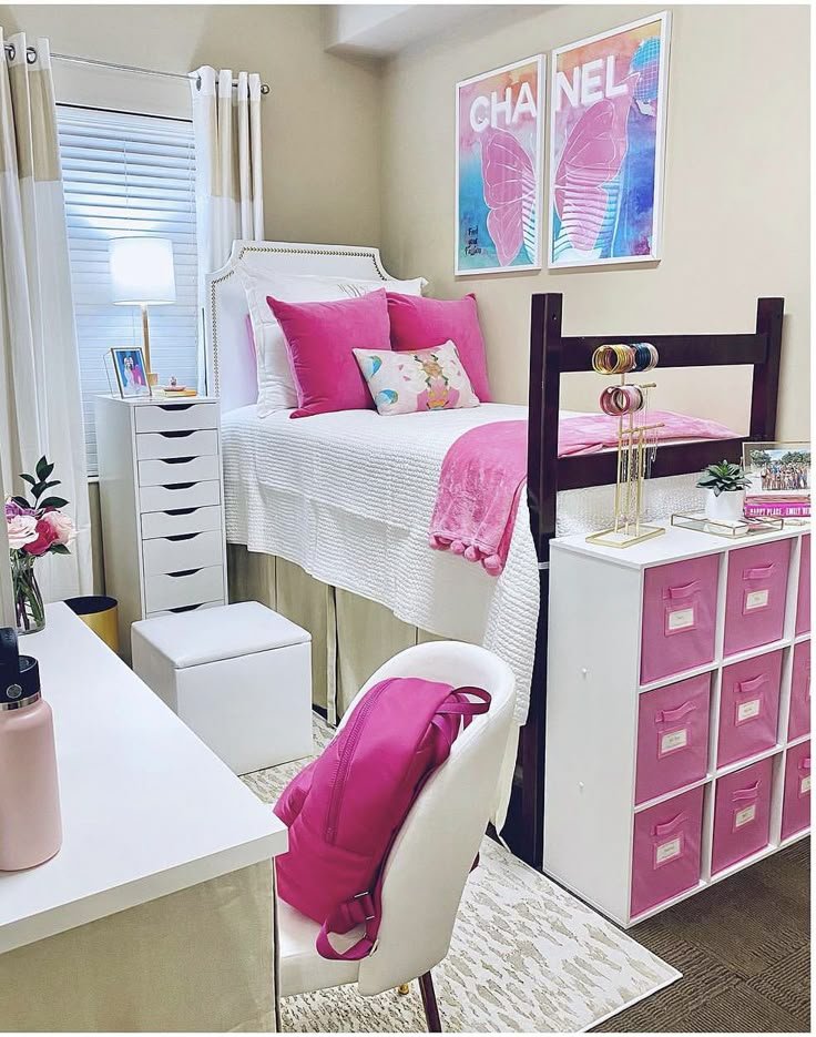 step by step on how to make a girls dorm rom look cute on a budget